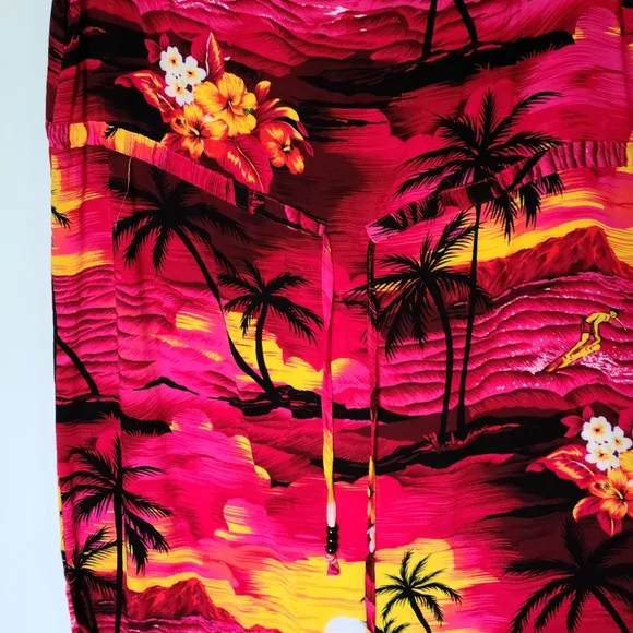 NEW Palmwave Hawaiian Tropical Sleeveless Dress Large Red Black Beach Vacation - Picture 4 of 7